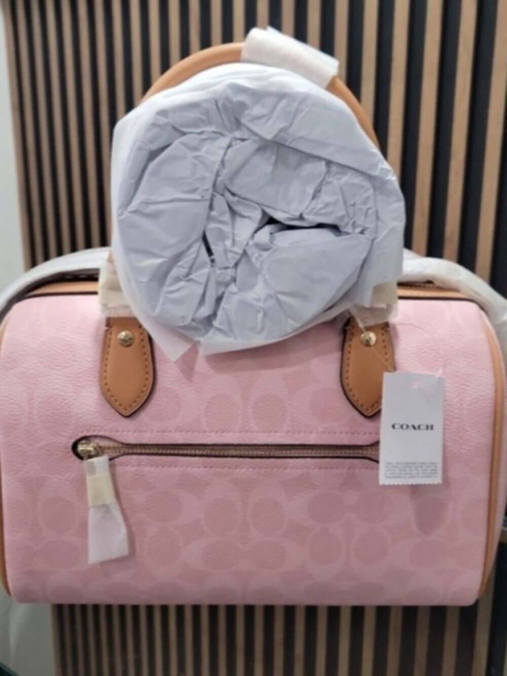 Coach Medium Rowan Satchel In Signature Canvas Powder Pink With Charms - Picture 10 of 11